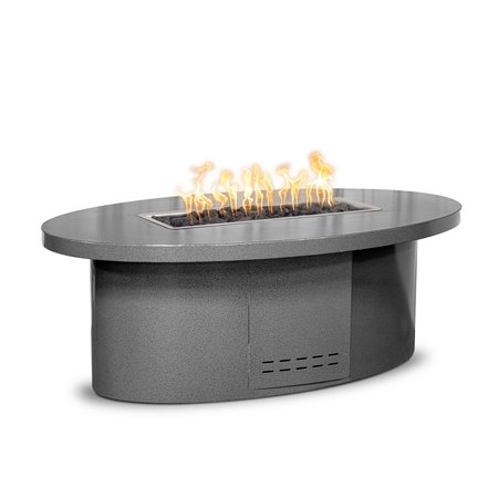 THE OUTDOOR PLUS 60 Oval Vallejo Fire Table, Powder Coated Metal, Silver Vein, Match Lit w/Flame Sense, Liquid Propane OPT-VALPC60FSML-SLV-LP